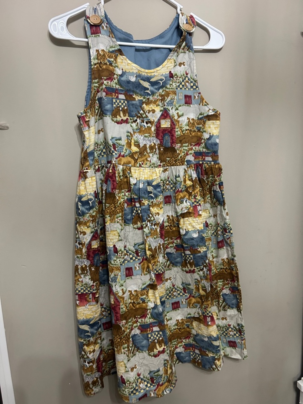 Girls Vintage Animal Noah’s Ark Motif Dress
